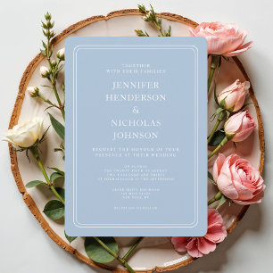 Elegant Formal Powder Blue Wedding Invitation