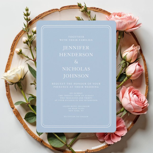 Elegant Formal Powder Blue Wedding Invitation (Elegant Formal Powder Blue Wedding Invitation)