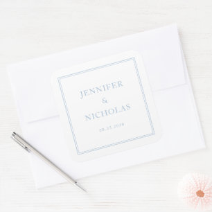 Elegant Formal Powder Blue Wedding Square Sticker