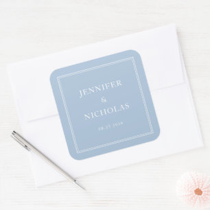 Elegant Formal Powder Blue Wedding Square Sticker