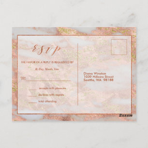 Elegant Formal Rose Gold Marble RSVP Enclosure Postcard