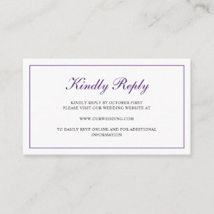 Elegant Formal RSVP Online Purple Wedding Enclosure Card