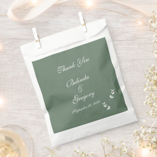 Elegant Formal Sage Olive Green Script Wedding Favour Bag