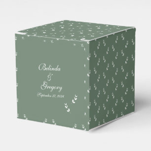 Elegant Formal Sage Olive Green Script Wedding Favour Box