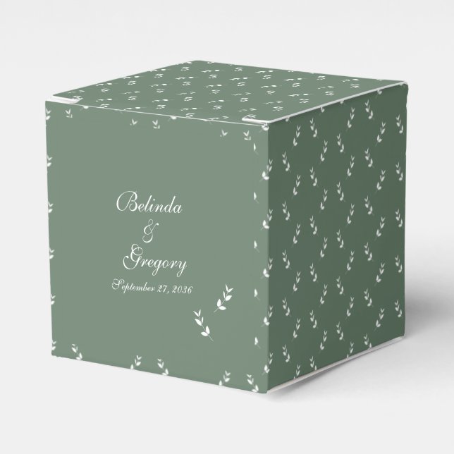 Elegant Formal Sage Olive Green Script Wedding Favour Box (Front Side)