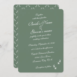 Elegant Formal Sage Olive Green Script Wedding Invitation