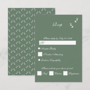 Elegant Formal Sage Olive Green Script Wedding RSVP Card