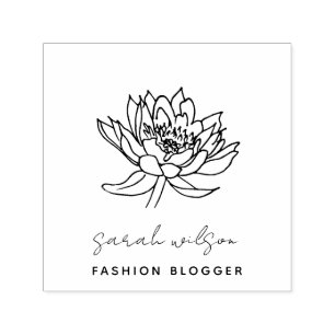 Elegant Formal Script Botanical Lotus Floral Self-inking Stamp
