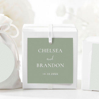 Elegant Formal Script Rustic Sage Green Wedding Favour Tags