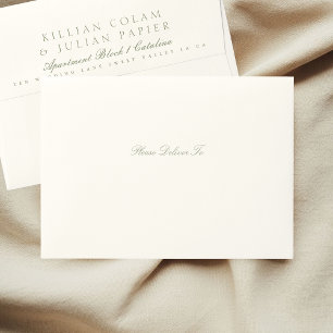 Elegant Formal Script Sage Green Cream The Wedding Envelope