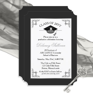 Elegant Formal Silver College Graduation Party Invitation
