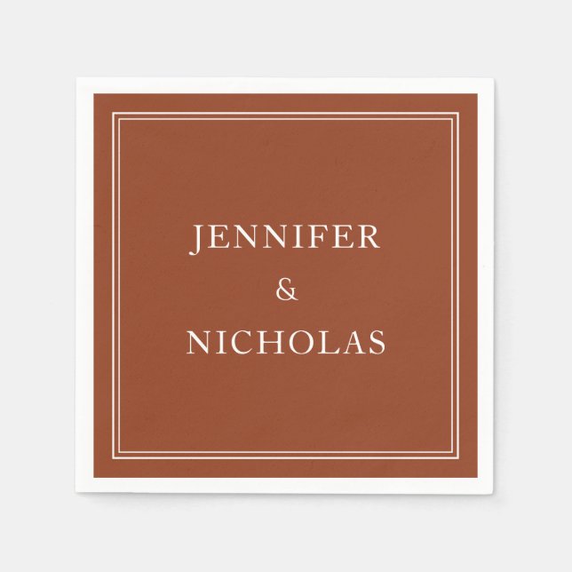 Elegant Formal Terracotta Wedding Napkin (Front)