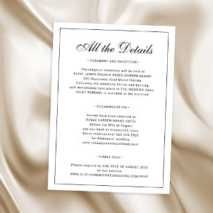 Elegant formal traditional classic wedding details enclosure card