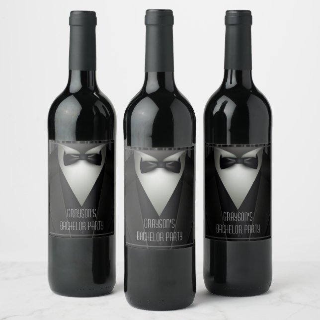 Elegant Formal Tuxedo Bachelor Party Wine Label (Bottles)