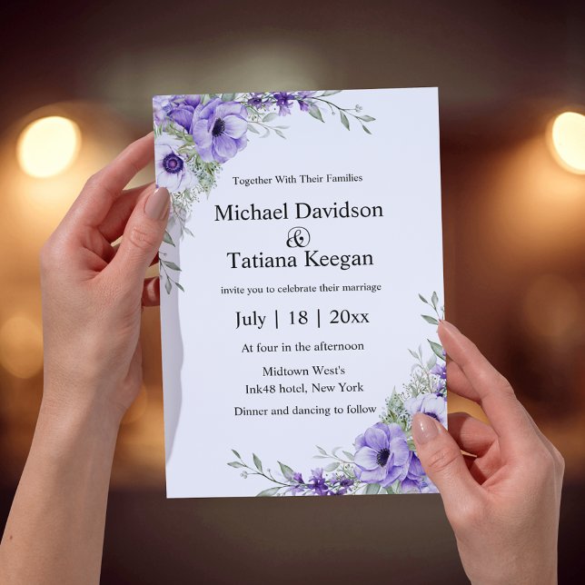 elegant formal watercolor purple floral wedding  invitation (Creator Uploaded)