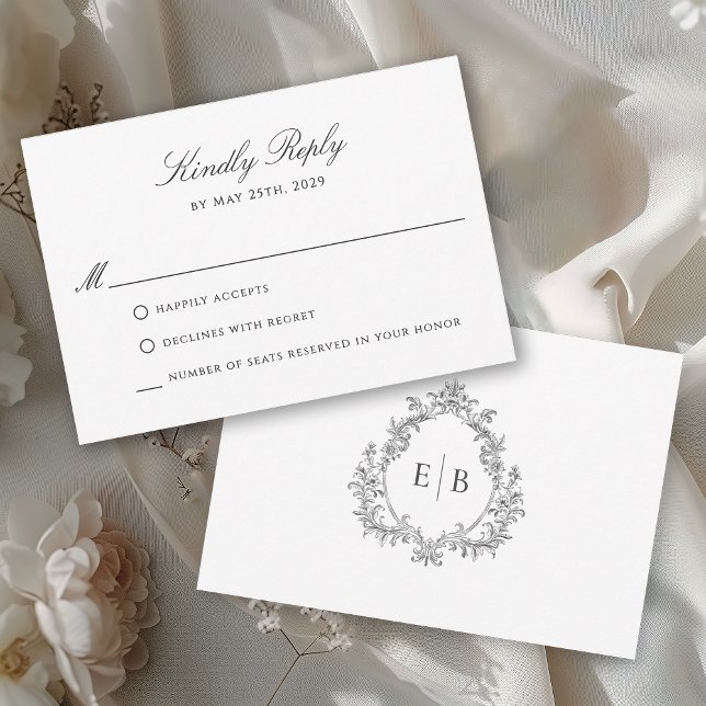 Elegant Formal Wedding Crest Monogram Logo RSVP (Creator Uploaded)