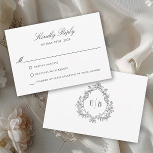 Elegant Formal Wedding Crest Monogram Logo RSVP Card