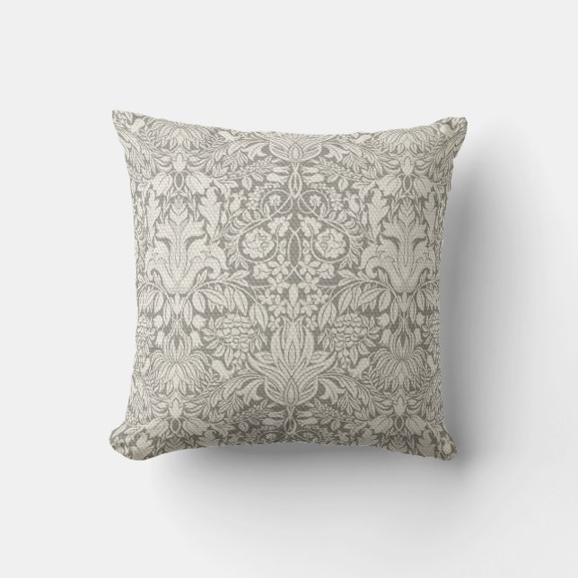elegant formal white damask lace brocade cushion (Front)