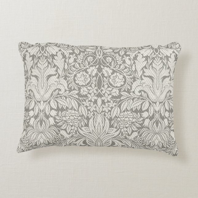 elegant formal white damask lace brocade decorative cushion (Back)