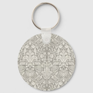 elegant formal white damask lace brocade key ring