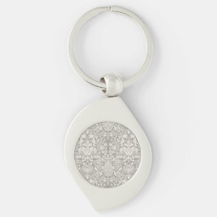elegant formal white damask lace brocade key ring