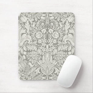 elegant formal white damask lace brocade mouse pad