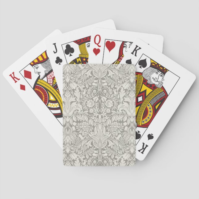 elegant formal white damask lace brocade playing cards (Back)