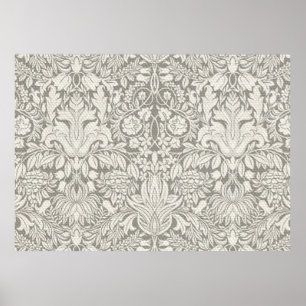 elegant formal white damask lace brocade poster