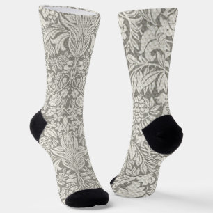 elegant formal white damask lace brocade socks