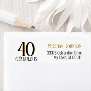Elegant Forty and Fabulous Return Address  Label