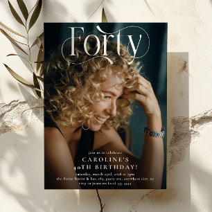 Elegant FORTY Photo 40th Birthday Party Invitation