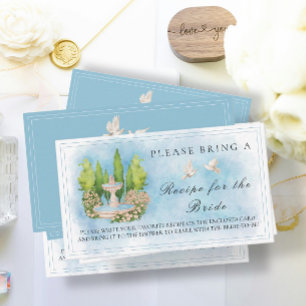 Elegant Fountain Dove Bridal Shower Recipe Request Enclosure Card