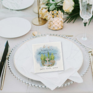 Elegant Fountain doves  flowers Bridal Shower Napkin