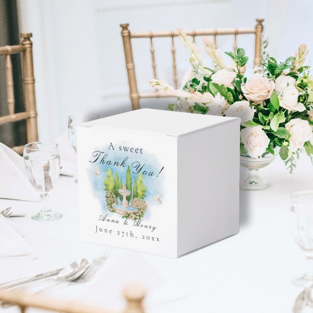 Elegant Fountain flowers Wedding doves Thank You Favour Box (Creator Uploaded)