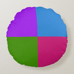 Elegant Four-Colour Geometric Design Round Cushion