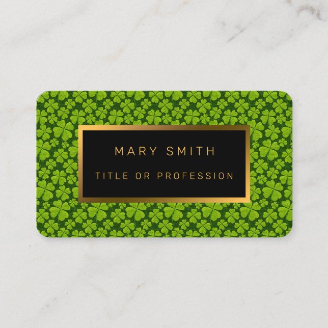 Elegant Four Leaf Clover Floral Business Card (Front)