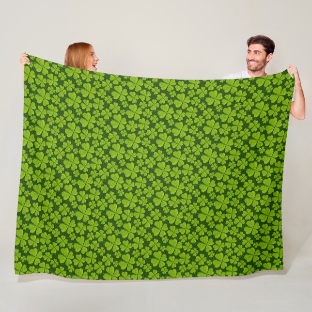 Elegant Four Leaf Clover Floral Fleece Blanket (In Situ)