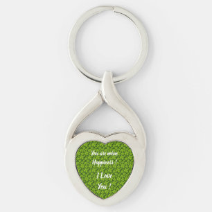 Elegant Four Leaf Clover Floral Key Ring