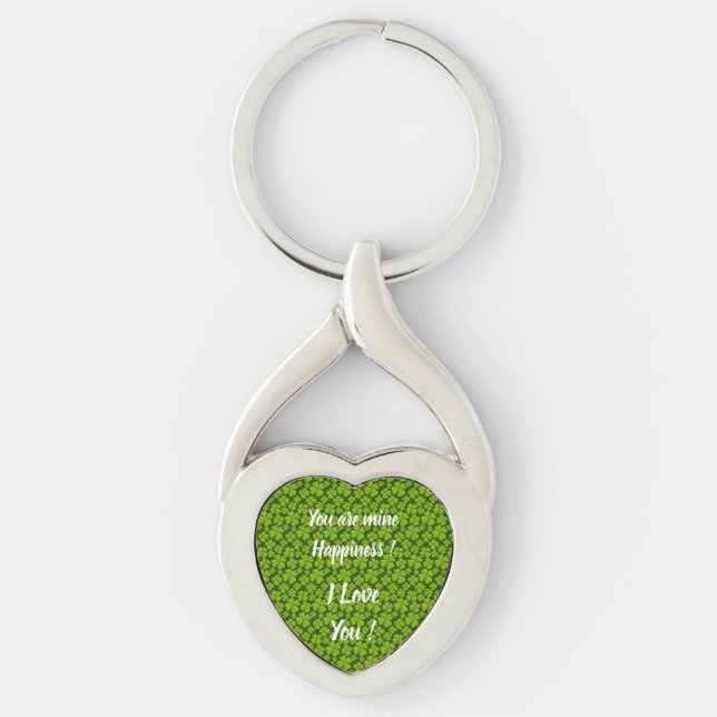 Elegant Four Leaf Clover Floral Key Ring (Front)