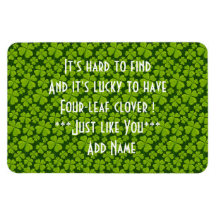 Elegant Four Leaf Clover Floral Magnet