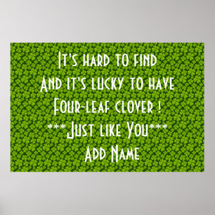 Elegant Four Leaf Clover Floral Poster