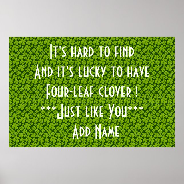 Elegant Four Leaf Clover Floral Poster (Front)