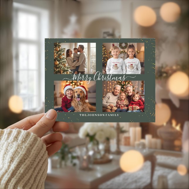 Elegant Four Photo Christmas Card (Creator Uploaded)