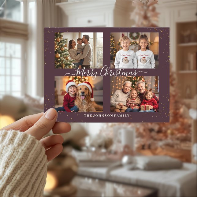 Elegant Four Photo Christmas Card (Creator Uploaded)
