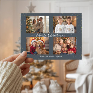 Elegant Four Photo Christmas Card
