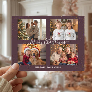 Elegant Four Photo Christmas Card