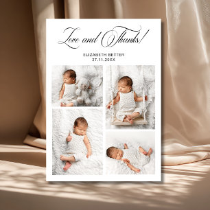 Elegant Four Photo Collage Baby Shower Thank You Card