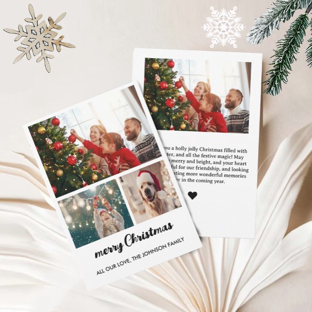 Elegant Four Photo Collage Christmas Card (Modern Four Photo Collage Christmas Card)