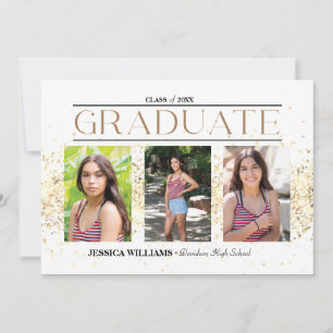 Elegant Four Photo Graduation Postcard