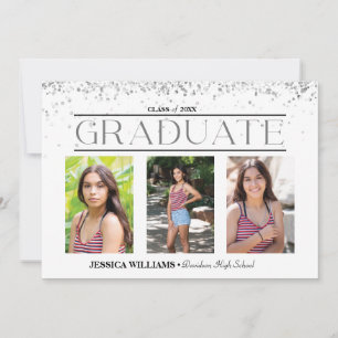 Elegant Four Photo Graduation Postcard